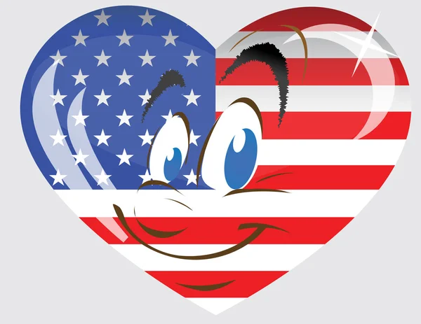 Coração de vetor com a pessoa e uma bandeira da América — Vetor de Stock