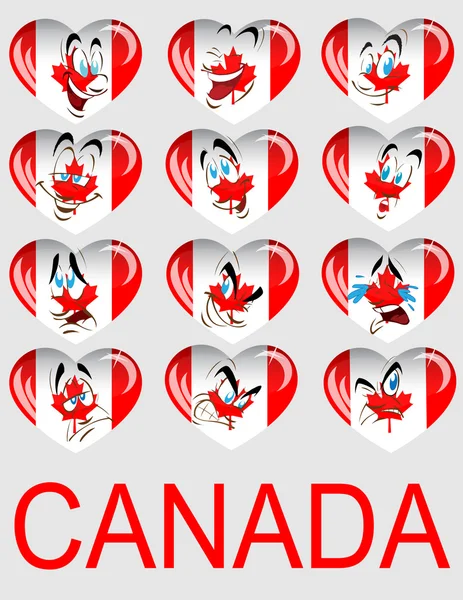 stock vector Vector a set of hearts with a flag Canada and persons