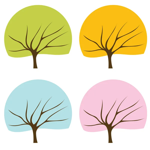 Ensemble de fond vecteur d'arbre coloré — Image vectorielle