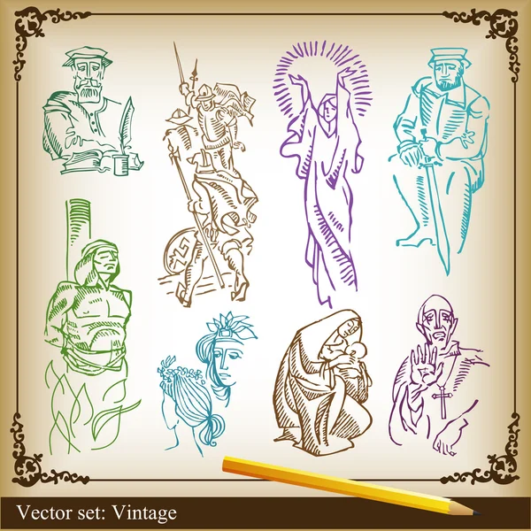 Medieval vector fondo conjunto — Archivo Imágenes Vectoriales