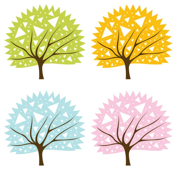 Ensemble de fond vecteur d'arbre coloré — Image vectorielle