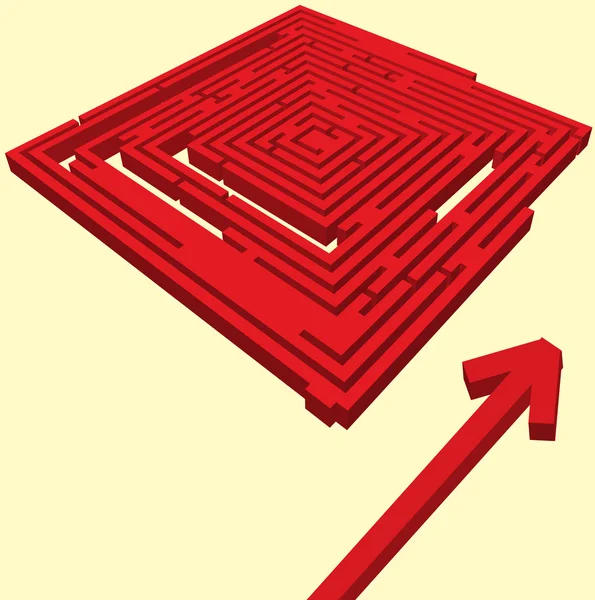 Kırmızı labirent vektör çizim — Stok Vektör
