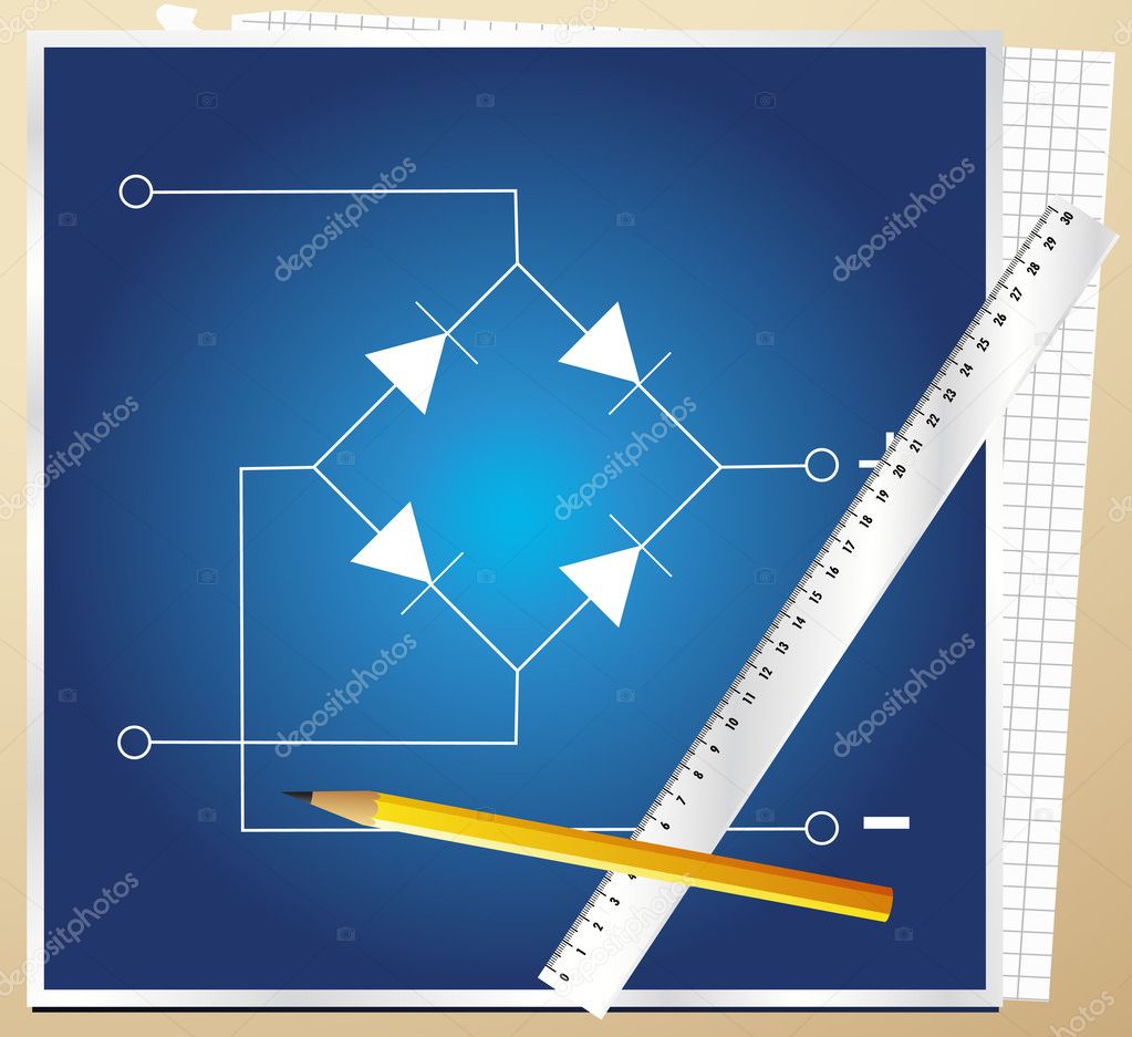 Technical schema of electric installations vector background blueprint with
