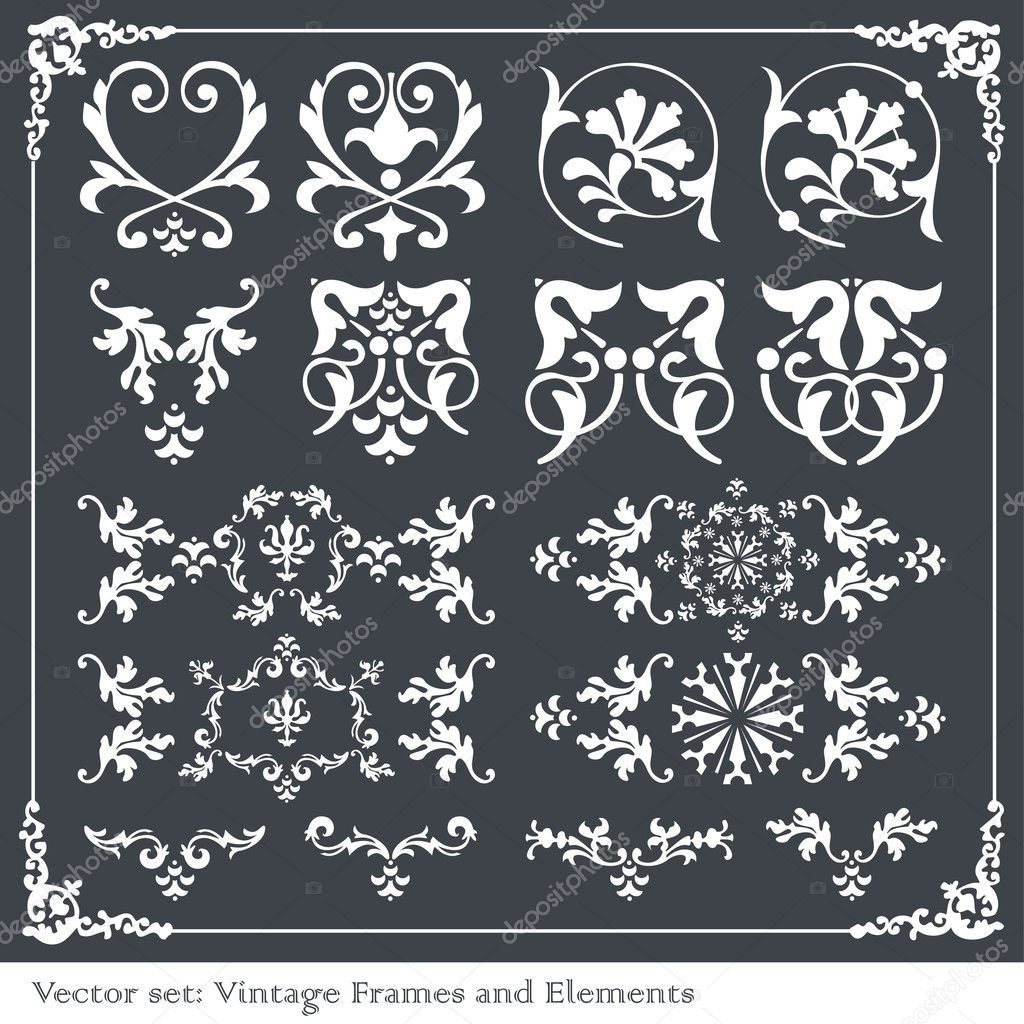 Vintage elements for frame or book cover, card vector