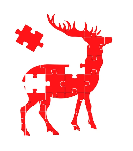 Deer vector puzzle concept — Stock Vector