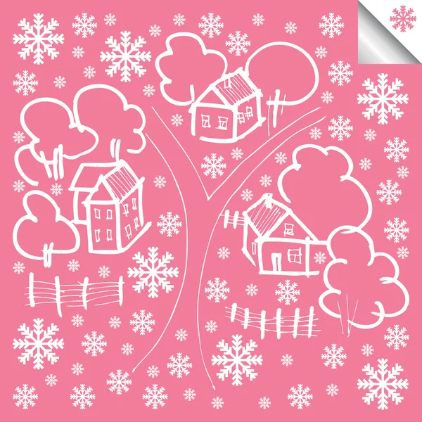 冬の家のベクトルの背景 — ストックベクタ