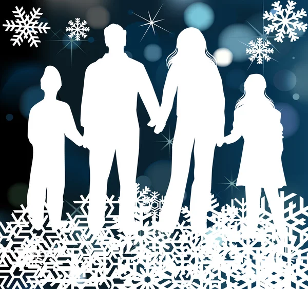 Noel tatil mutlu aile vektör arka plan — Stok Vektör
