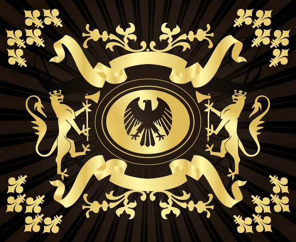 Escudo de oro de los brazos con grifos vector de fondo — Archivo Imágenes Vectoriales