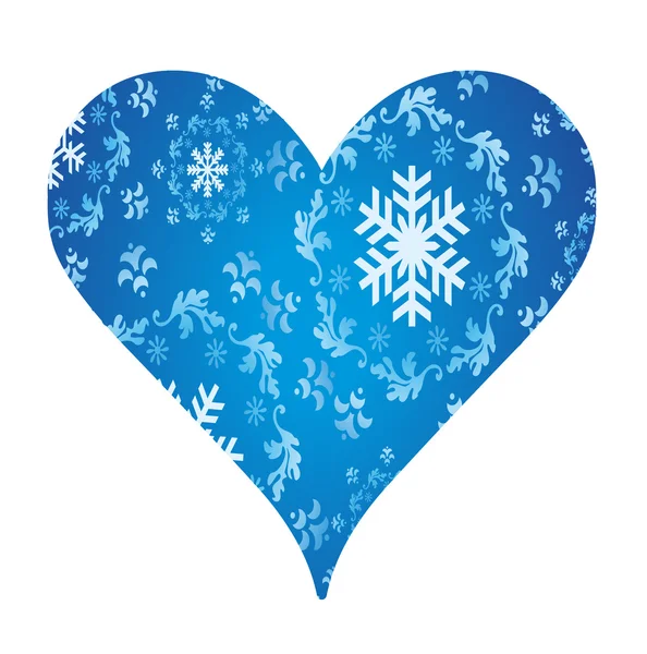 Corazón de invierno de copos de nieve vector fondo para cartel — Vector de stock