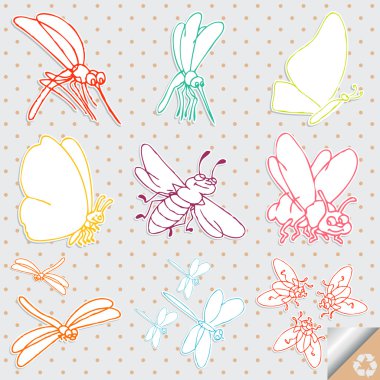 Cartoon insects vector background clipart