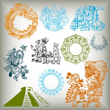 Vector set - American Indian national patterns clipart