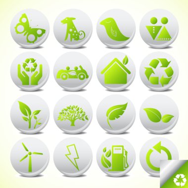 Ecology eco icon button set vector clipart