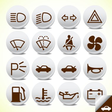 Car and accessories icon button set vector clipart