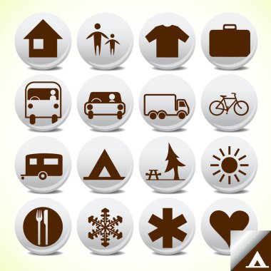 Recreation and camping signs vector icon stickers clipart