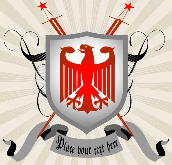 ワシおよび盾の紋章のベクトルの背景 — ストックベクタ
