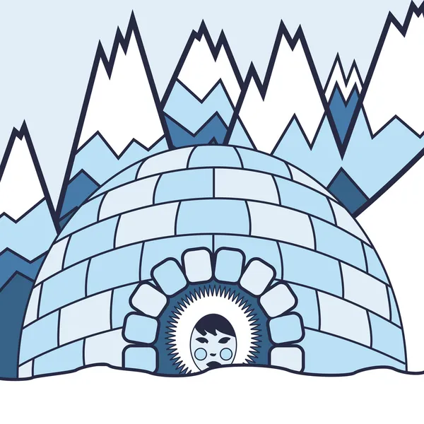 Eskimo en arctische landschap vector achtergrond — Stockvector