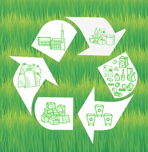 Reciclar símbolo. Ilustração vetorial do lixo redondo ecologia — Vetor de Stock
