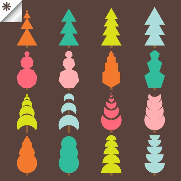 Färgstark uppsättning Gran träd vektor — Stock vektor