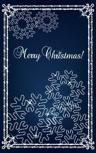Vintage crystal frame with snowflakes vector background — Stock Vector