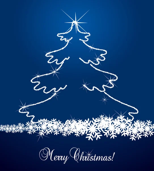 与钻石的蓝色圣诞树矢量背景 — 图库矢量图片