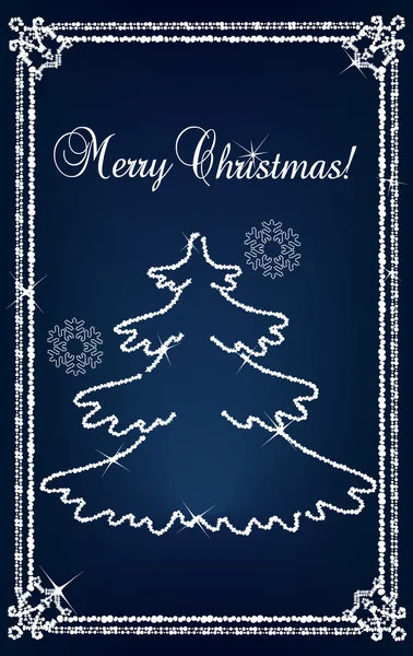 Blauwe kerstboom vector achtergrond gemaakt met diamanten — Stockvector