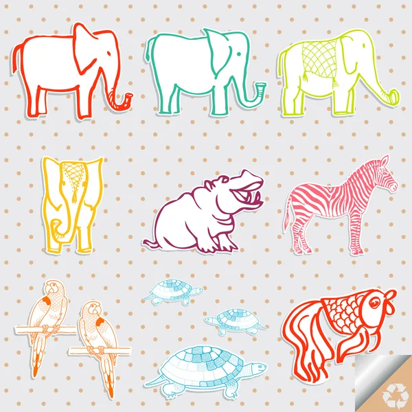 Ζώο χαριτωμένο safari ορισμός εικονογράφηση φορέας — Διανυσματικό Αρχείο