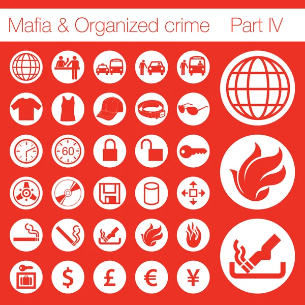 Ensemble d'icônes du crime organisé vecteur de 33 boutons — Image vectorielle
