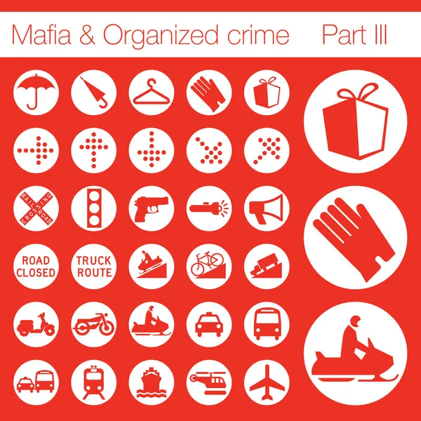 Przestępczości zorganizowanej ikony zestaw przycisków 33 — Wektor stockowy