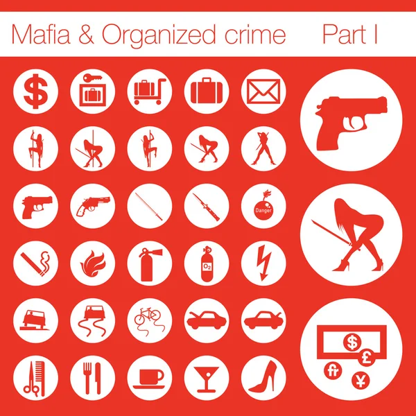 stock vector Organized crime icon set vector of 33 buttons