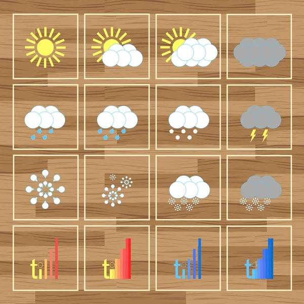 Clima iconos set vector botón — Vector de stock
