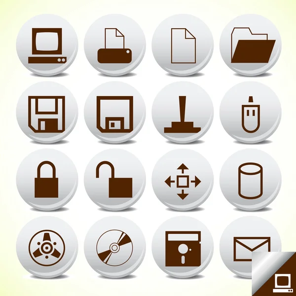 Conjunto de vetor de botão de ícone de escritório —  Vetores de Stock