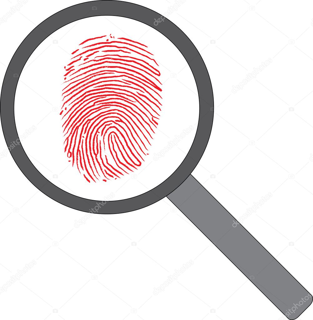 Vector of a magnifying glass over a fingerprint