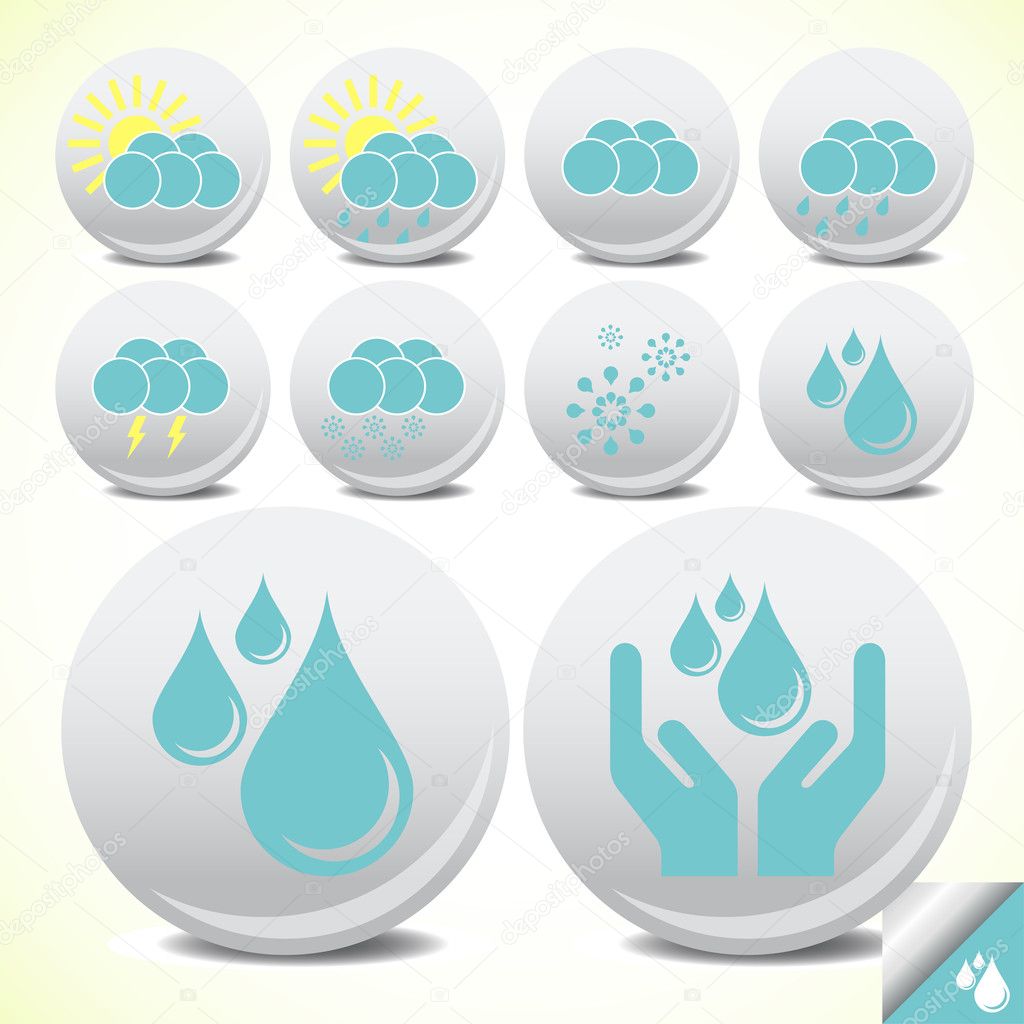 Weather icons set vector button
