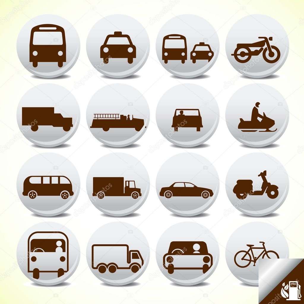 Glossy transportation icon set