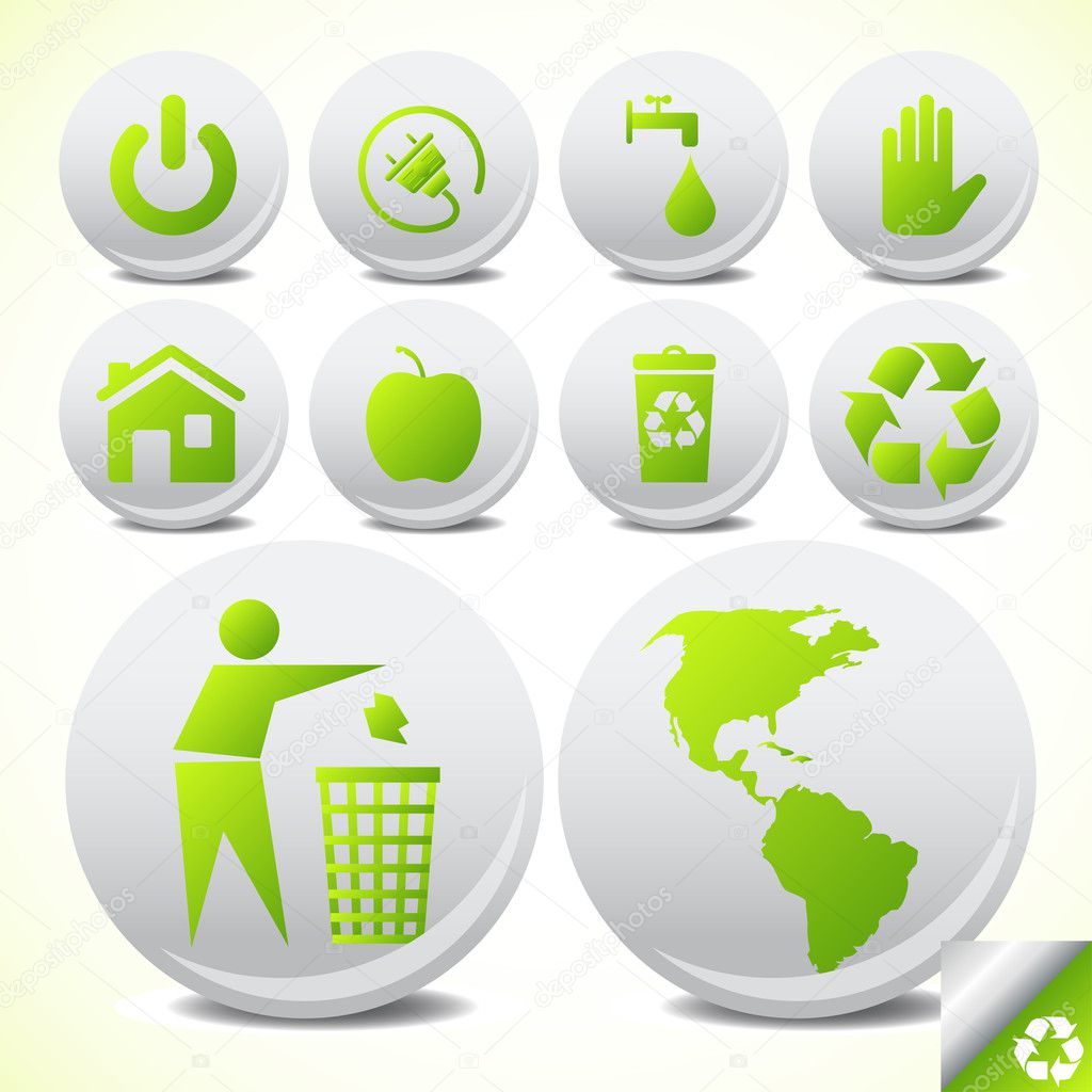 Ecology eco icon button set vector