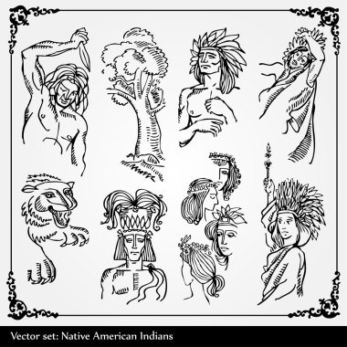 Vector set - American Indian national patterns clipart