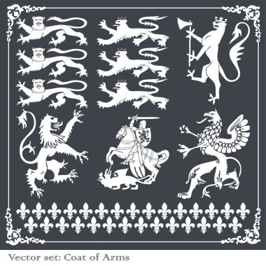 Silhouettes of heraldic lions vector background clipart