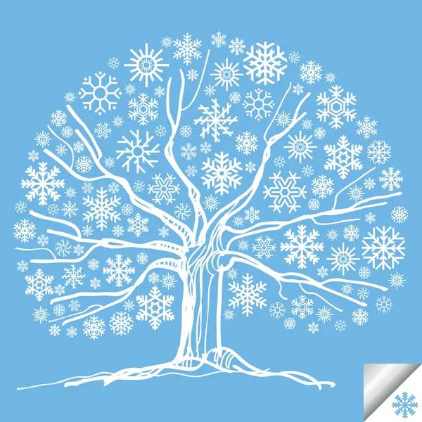 Snow tree vector background card — Stock Vector