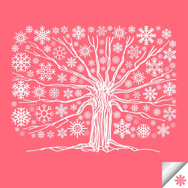 Śnieg drzewa karta tło wektor — Wektor stockowy