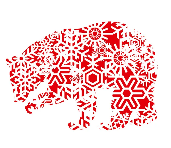 Ours fond vectoriel coloré fait avec des flocons de neige — Image vectorielle