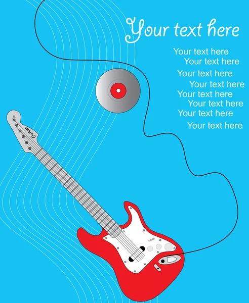 红色矢量与导线的电吉他 — 图库矢量图片