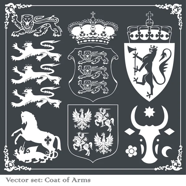 Sziluettek heraldikai oroszlánok vektor háttér — Stock Vector