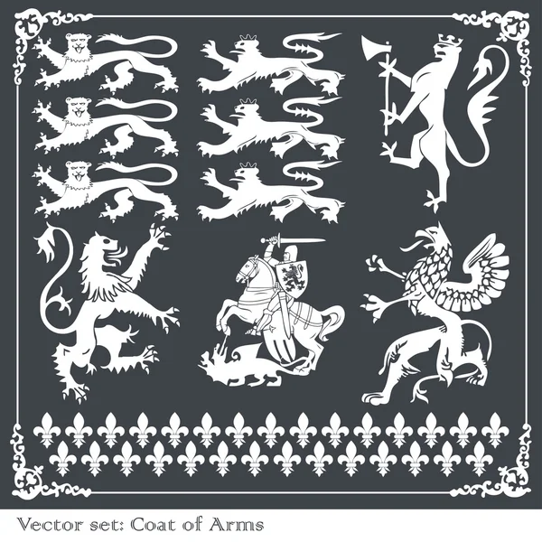 Silhuetter av heraldiska lejon vektor bakgrund — Stock vektor