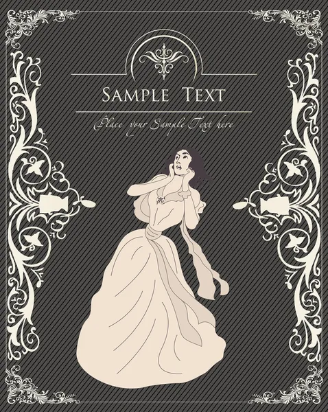 Vintage woman vector background with elements — Stock Vector