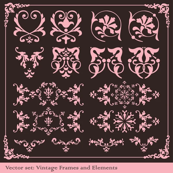 Elementos vintage para marco o cubierta de libro, vector de tarjeta — Vector de stock