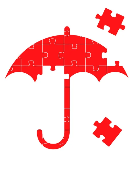 Red vector umbrella puzzle background concept — Stock Vector