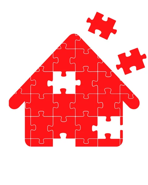 Rotes Puzzle Home Vektor — Stockvektor