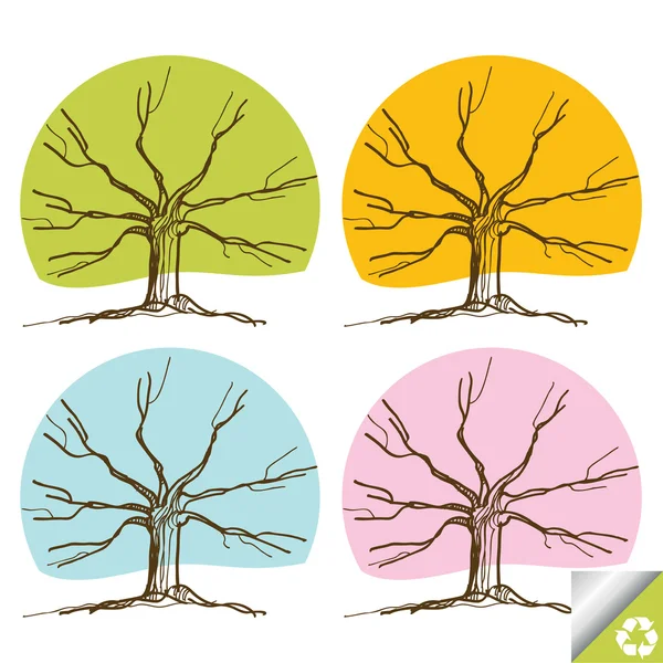 カラフルな木のベクトルの背景 — ストックベクタ