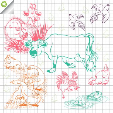 Farm animals vector background clipart