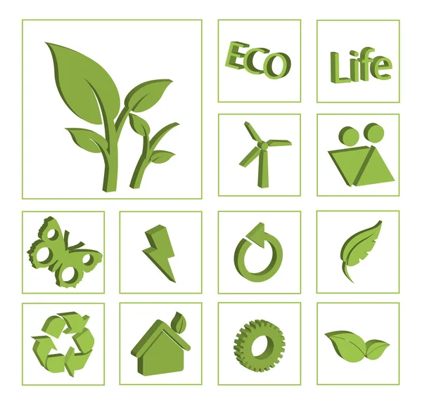 Ecologie éco icône bouton set vecteur — Image vectorielle